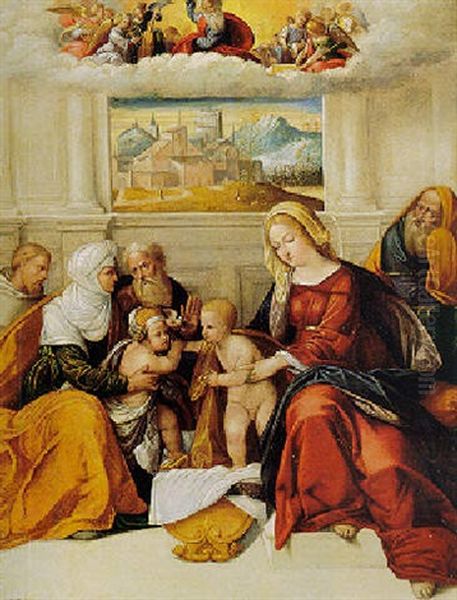 The Holy Family With The Infant Saint John The Baptist, Saints Elizabeth, Zacharias (and Francis?) - view 1