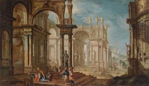 Ein Architekturcapriccio Mit Figurenstaffage by Pietro Francesco Garoli