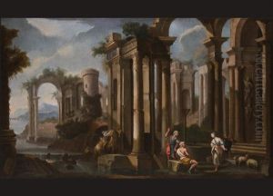 Antikes Ruinencapriccio Mit Figurenstaffage