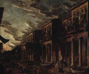 Porticato Di Villa Con La Partenza Di Sant'orsola by Pietro Francesco Garoli