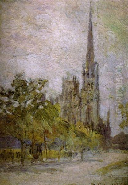 Paisaje Con La Catedral De Lieja - view 1