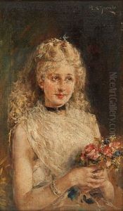 Jeune Fille Au Bouquet De Fleurs