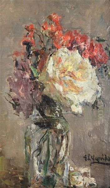 Still Life Of Flowers In A Glass Vase - view 1
