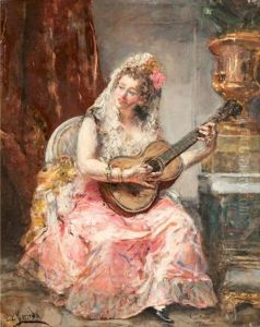 Espagnole Jouant De La Guitare