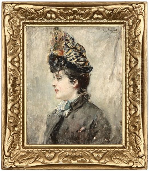 Portrait Of A Lady With A Hat In Profile - view 1