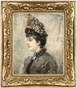 Portrait Of A Lady With A Hat In Profile by Eduardo Leon Garrido
