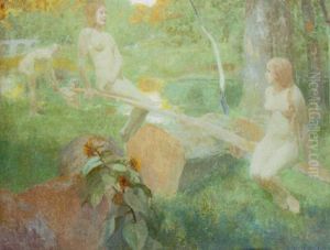 Nymphs Bathing In A Woodland Pool by Eduardo Leon Garrido