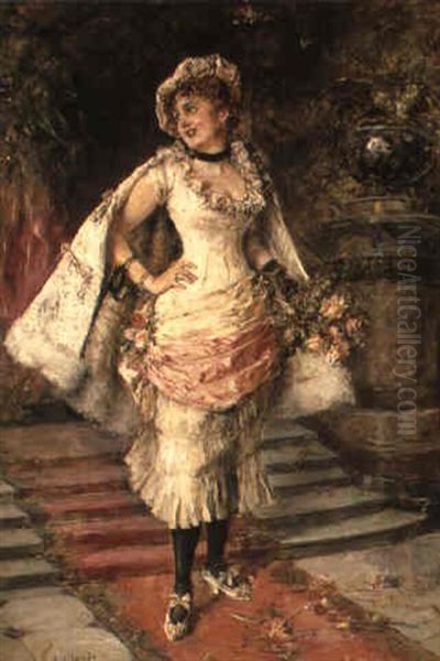 A Young Girl With A Bouquet Of Flowers - view 1
