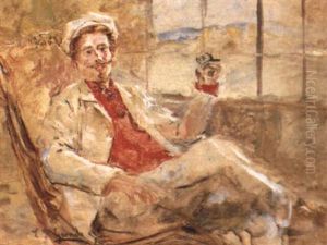 Portrait D'homme Assis Fumant La Pipe