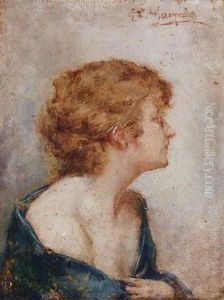 Portrait Of A Girl In A Blue Shawl by Fernando Garrido