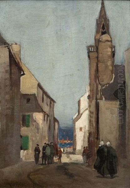 Figures In A Breton Streetscape - view 1