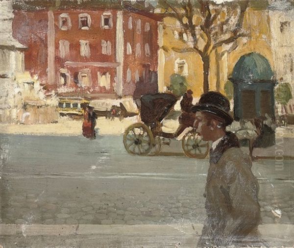 Figures In A City Street - view 1