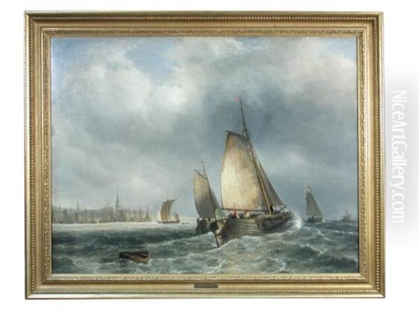 A Sailing Ship In Choppy Seas - view 1