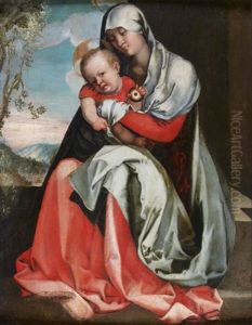 Vierge A L'enfant Dans Un Paysage