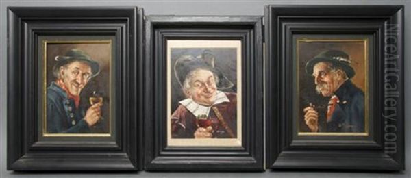 Bavarian Men Drinking (a Group Of Three) - view 1