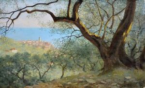 A View Of Bordighera, Italy by Thomas Bowman Garvie