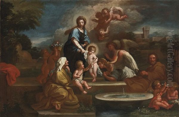 Holy Family With Angels In A Landscape - view 1