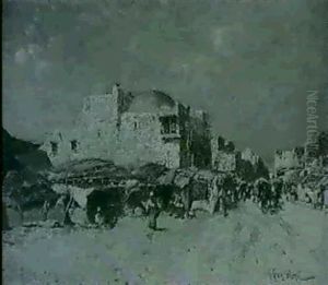 North African Street Scene by Giuseppe Garzolini