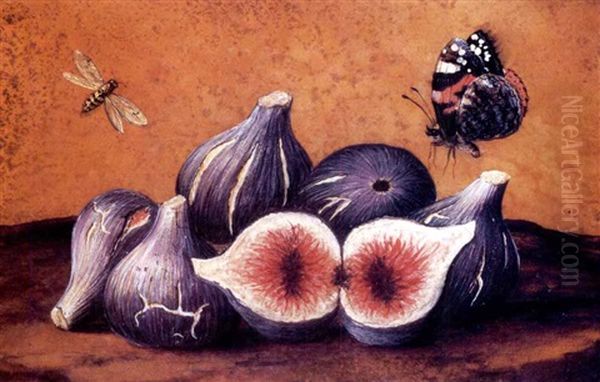 Figs With A Wasp And A Butterfly Hovering Nearby - view 1