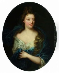 Portrait De Jeune Femme A La Draperie Bleue