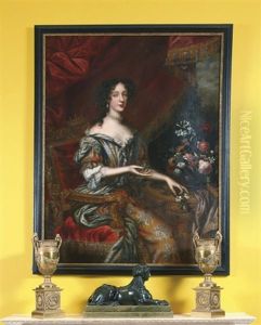 Portrait Of Margarite Louise, Grand Duchess Of Tuscany, In An Embroidered Yellow And Blue Dress
