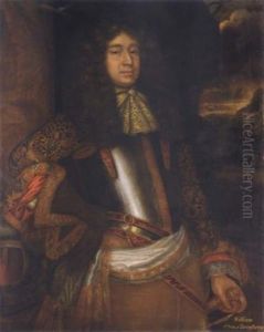 Portrait Of William Douglas, 1st Duke Of Queensbury Wearing A Black Breastplate And Heavily Embroidered Jacket Portrait Of William Douglas, 1st Duke Of Queensbury Wearing A Black Breastplate And Heavily Embroidered Jacket
