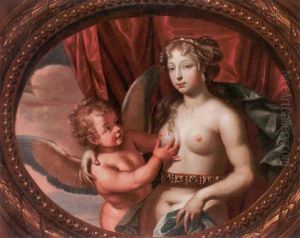 Portrait Of A Lady As Venus With Cupid by Henri Gascars
