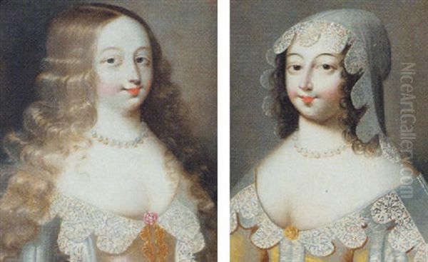 Portrait Of A Lady In A Pink Dress With Lace Trimming - view 1