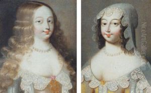 Portrait Of A Lady In A Pink Dress With Lace Trimming by Henri Gascars