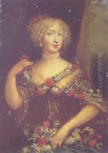 Portrait Of A Lady As Flora, Seated In An Interior Wearing A Dress Adorned With Flowers Portrait Of A Lady As Flora, Seated In An Interior Wearing A Dress Adorned With Flowers