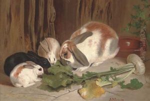 Rabbits Munching A Turnip Rabbits Munching A Turnip