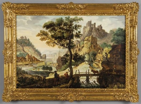 Paesaggio Con Personaggi E Citta' Nello Sfondo - view 1