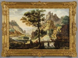Paesaggio Con Personaggi E Citta' Nello Sfondo by Lucas Gassel