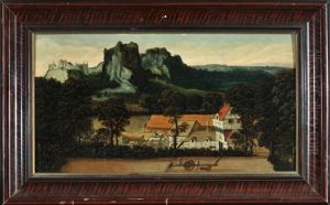 Gutshof Mit Getreidefeldern In Felslandschaft