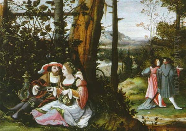 Couples D'elegants Dans Un Parc - view 1