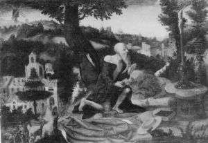St. Jerome Praying In The Wilderness by Lucas Gassel