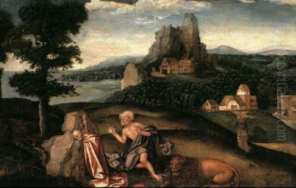 St Jerome Praying In A Landscape - view 1
