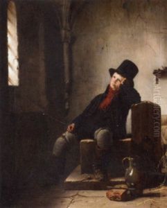 An Allegory Of Freedom, A Boy In An Interior With A Top Hat by Jean Bruno Gassies