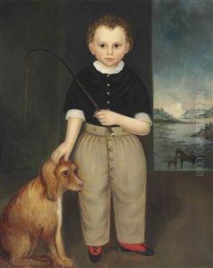 Portrait Of A Young Boy Petting His Spaniel