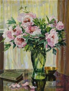 Pfingstrosenstraus In Einer Vase by Anna Gasteiger