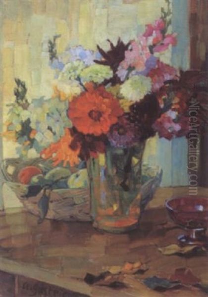 Herbstblumen Mit Obstkorb - view 1