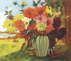Sommer-blumenstraus Mit Landschaftshintergrund by Anna Gasteiger