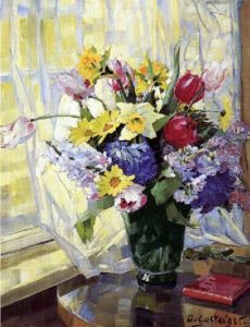 Sommerblumenstraus In Vase by Anna Gasteiger