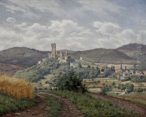 Blick Auf Das Dorf Und Die Burg Kronberg by Wilhelm Gattinger