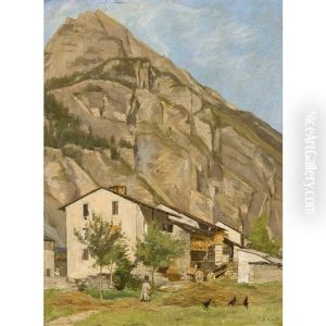 Sommerliche Berglandschaft Mit Einem Hof by Jules Gaud
