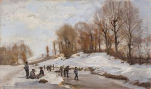 Enfants Patinant Sur La Riviere