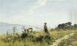 Hirtenknabe Vor Dem Genfersee by Leon Gaud