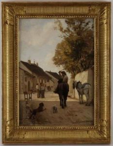 Ruelle De Village, Personnage, Ane Et Chiens by Leon Gaud