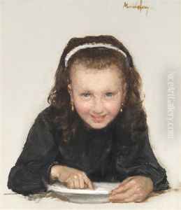 Portrait Of A Young Girl by Alphonse Gaudefroy