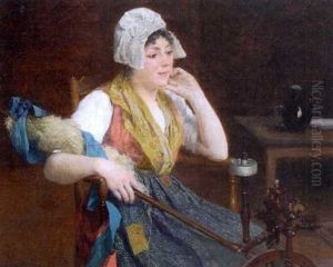 Femme Au Rouet by Alphonse Gaudefroy